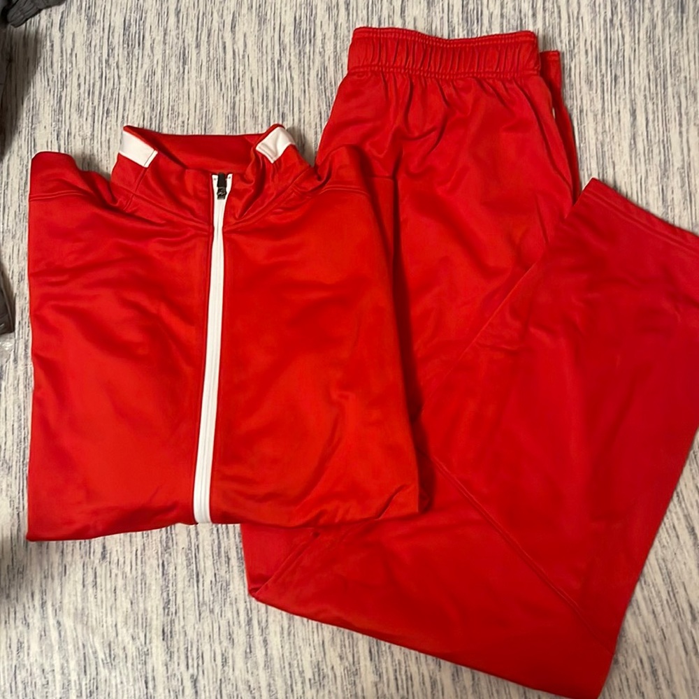 Red and white mens tracksuit